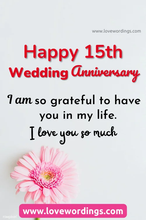 15th Wedding Anniversary Message for Wife