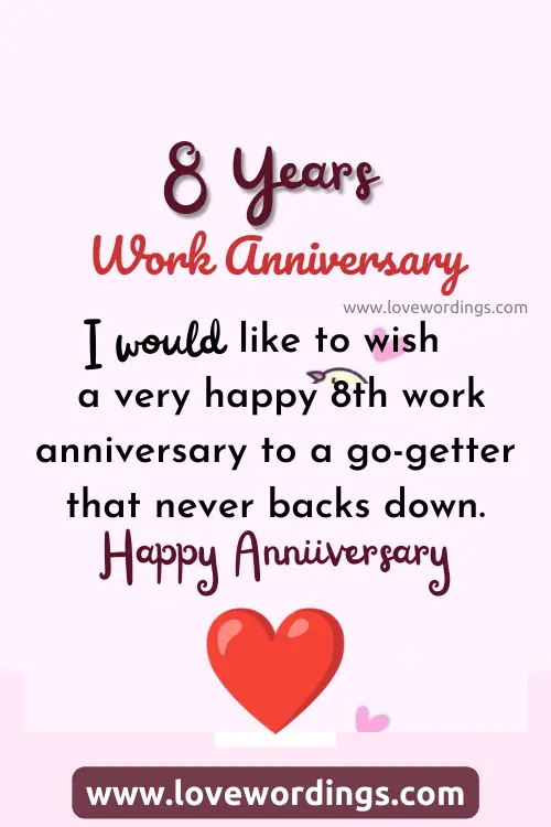 8 Years Work Anniversary Wishes