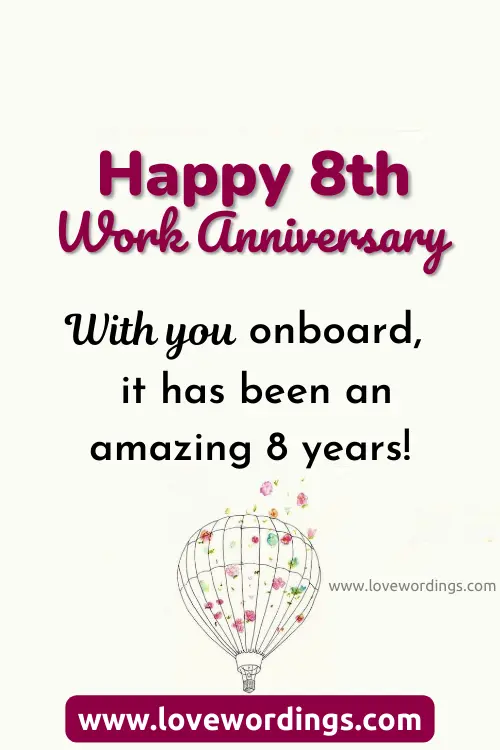 8th Work Anniversary Wishes