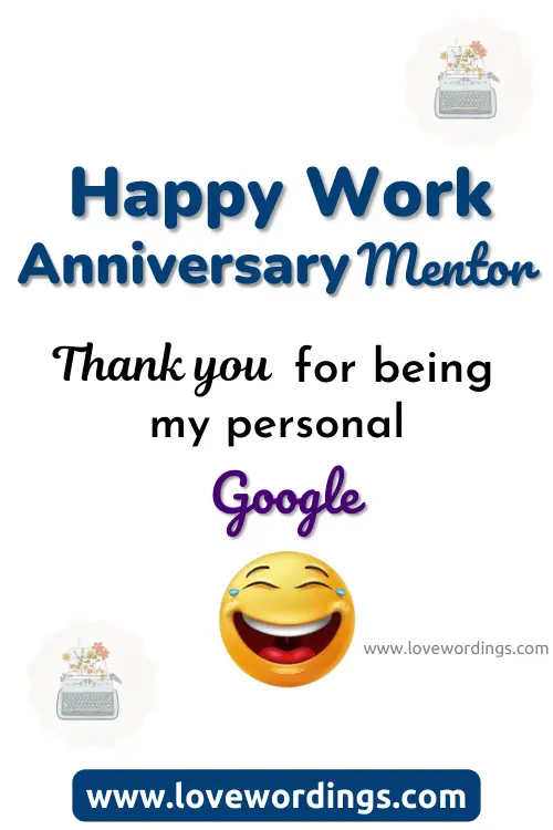 Funny Work Anniversary Messages For Mentor