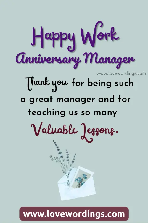 Best Work Anniversary Messages For Manager