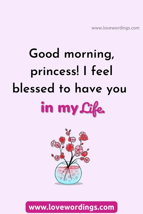 Sweet Good Morning Princess SMS for Her